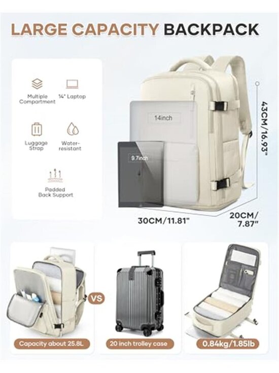 Travel Backpack Carry On Laptop Backpack Waterproof Shoe Compartment Large main image 4